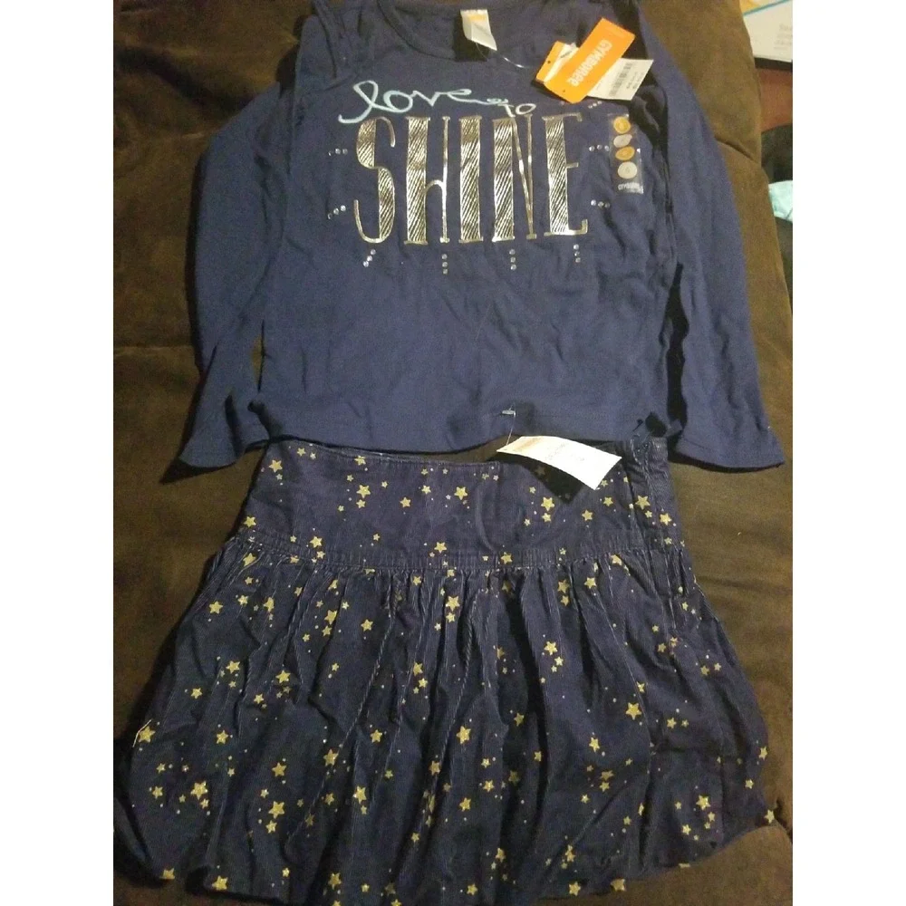 Gymboree flight of fancy outfit 6 nwt love to shine top and star‎ skirt